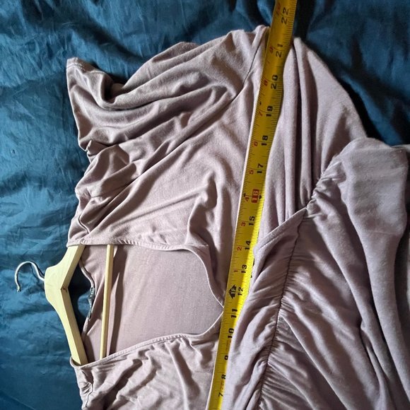 WEST KEI Flutter Sleeve High/Low Wrap Dress in Mauve - Picture 5 of 7